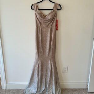 Crystal Doll Strapless Glittering Silver Dress ombré with train size 3 NWT